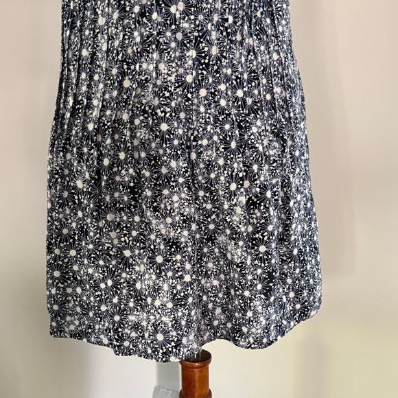 Navy and White Print Silk Tank Dress - Picture 6 of 9
